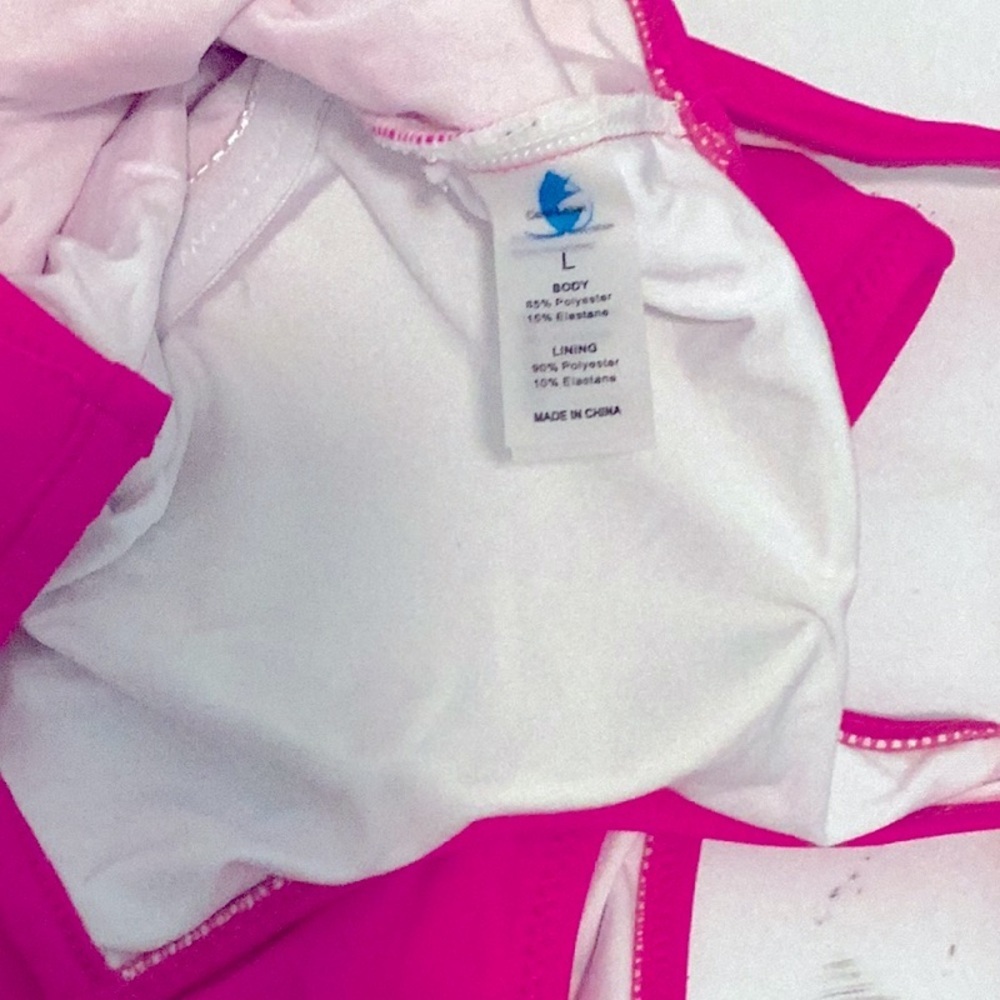 Women's Pink V Neck One Piece Green‎ Swimsuit Lace up Monokini NWOT Size L - Picture 5 of 5